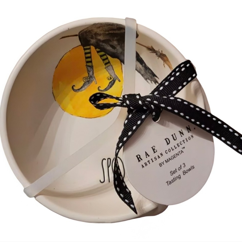 NEW Rae Dunn Artisan Collection Halloween Sketch Tasting Bowls - Set of 3 - Picture 3 of 4